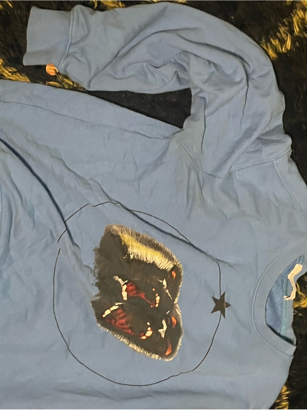 Givenchy Light Blue V-Neck Sweater with Graphic Patch